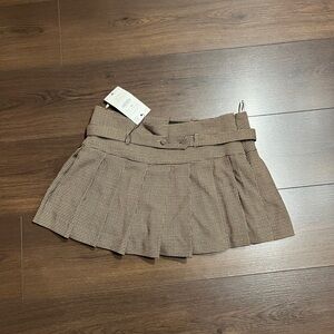 NWT ZARA Brown Pleated Skort